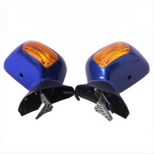 1Pair Blue Side Rear View Mirror Yellow Signal Lens for Goldwing GL1800 2001-2017 Reverse Turn