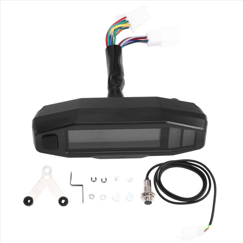 Motorcycle Modified Universal LCD Speedometer Tachometer + Induction Wire Magnet Instrument Large Bracket 2