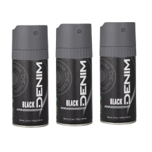 3 x 150ml Denim Black Body Deodorant Spray