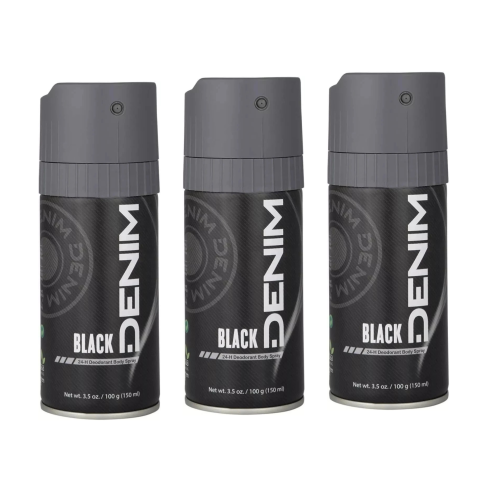3 x 150ml Denim Black Body Deodorant Spray