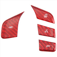 Car Carbon Fiber Steering Wheel Button Sticker Trim Cover for C8 2020-2023 Red Heated Decal