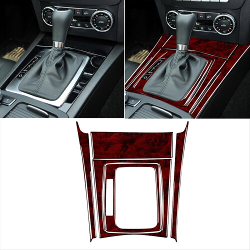 Gear Shift Panel Cover Kit Red Wood Grain for - C-Class W204 2007-13 1