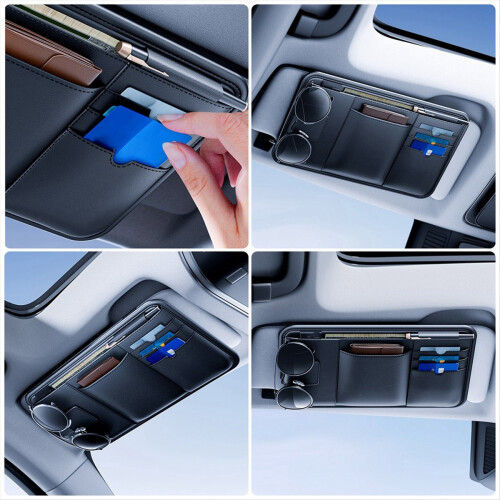 Car Visor Storage Device Multi-Function Light Shield Glasses Bag Card Driver'S License Clip Case Accessories 1