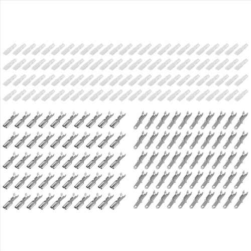 200PCS Male/Female Spade Crimp Terminals Electrical Insulating Sleeve Wire Wrap Connector, 2.8MM 1