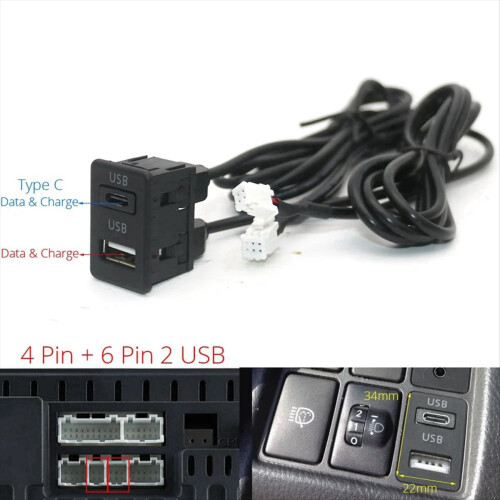 Car Dash Mount USB+TYPE-C Port Panel Interface Extension Cable Adapter Dashboard Vehicle Navigation USB Socket 2