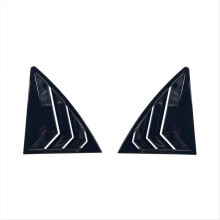 For 2009-2013 Car Rear Louver Window Side Shutter Cover Trim Sticker Vent Scoop Accessories Bright Black