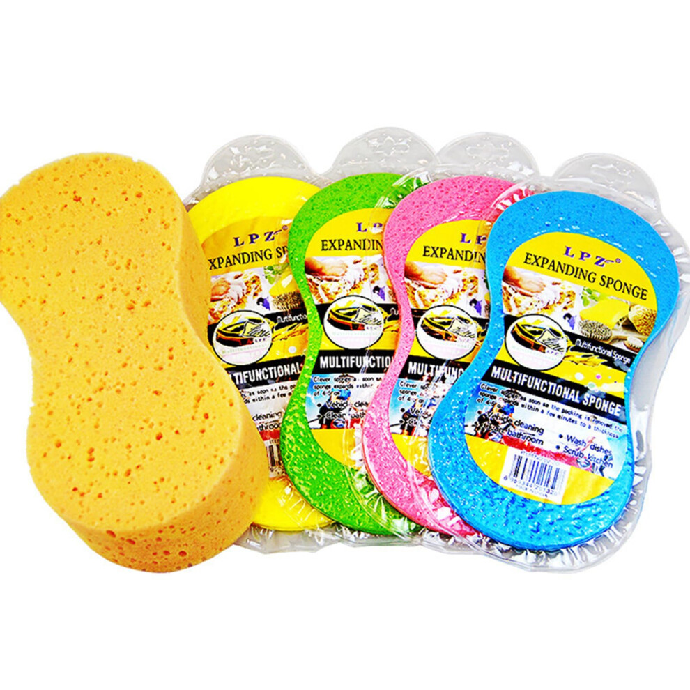 5Pcs Car Wash Sponge Large Sponges Multipurpose Cleaning Waxing Wiping Compressed Car Wash Sponge Assorted Colors 9339159442616