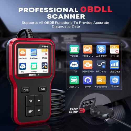 Obd2 Scanner,Car Diagnostic Tool Code Reader for Cars and Trucks Check Engine Light Clears Vehicle Error Codes 1