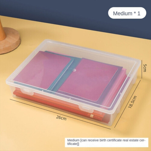 Plastic File Organizer Transparent Square Storage Box A4 M 1