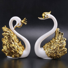 2 Pieces of Swan Ornaments Figurines,Swan Cake Decoration,Car Figurines Decoration,Home Wedding A