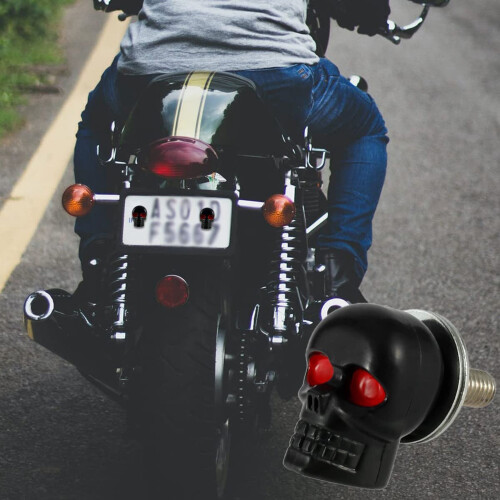 1 Pair Motorcycle Skull Number Plate Frame Screws Fitting Screw Black 1
