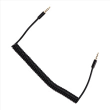 3.5mm Male to Jack 4 Pole Extension Aux Audio Coiled Spiral Cable 1.5M