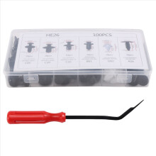 100Pc Plastic Rivets Fastener Bumper Push Clips W / Removal Tool for