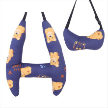 Car H Shape Headrest Pillow Kid Sleeping Safety Travel Cartoon Pattern Washable Comfortable Soft