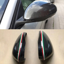 Car Side Rearview Mirror Housing Cap Carbon Fiber Cover for Romeo Stelvio 2017 2018 2019 2020 A