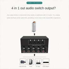 AUX Audio Switcher 4 in 1 Out Stereo 4X1 3.5mm Aux L/R Switch Box Analog , B