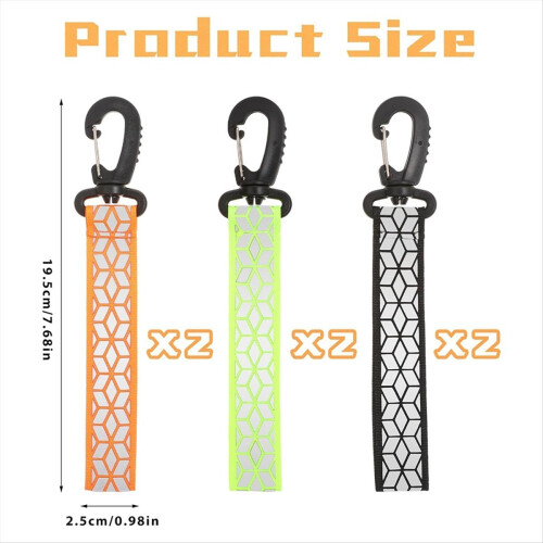 6Pcs Reflective Strips, Safety Reflector Pendants Key Chains for Backpack Clothes Cycling 1
