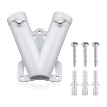 Double FlagPole Bracket Holder, V Shape Aluminum Alloy Flagpole Wall Mount Windproof Flag Mounting