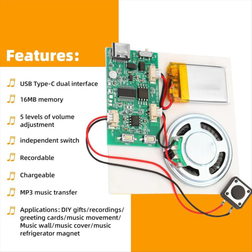 Programmable Sound Recorder Module - DIY Music Voice Recording Chip with Speaker, Can 1