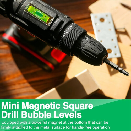 9 Pcs Small Bubble Spirit Level, Mini Magnetic Square Drill , Circular Measuring Tool 1