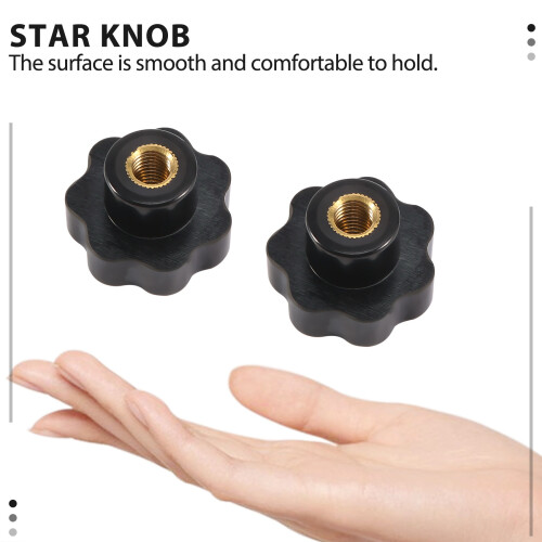 M10 10mm Dia Thread Black Plastic Star Head Clamping Knob Grip 2