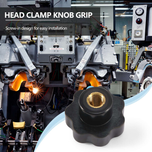 M10 10mm Dia Thread Black Plastic Star Head Clamping Knob Grip 1