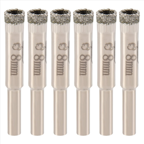 6 Pcs 8mm Diamond Core Drill Bits Ceramic Tile Glass Hole Saw