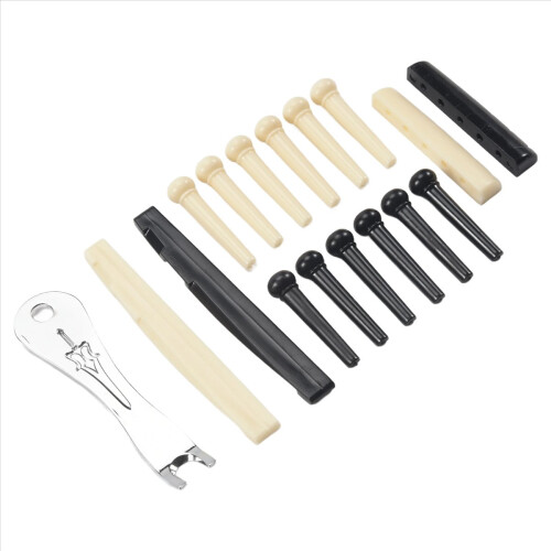 Guitar Bridge Pins Puller Pulling Remover Extractor Tool with 2 Pack Saddle Nut and 12 1
