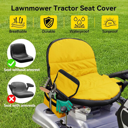 Capa para assento de trator cortador de grama Deere, com porta-copos. 1