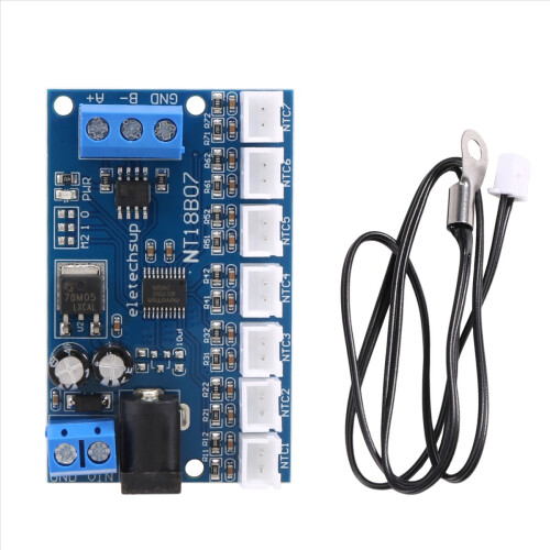 Modulo RS485 A 7 Canali Con Sensori NTC 10K – Scheda MODBUS RTU Per Registratore E PC – Temperatura Da -20 A +125°C - 2