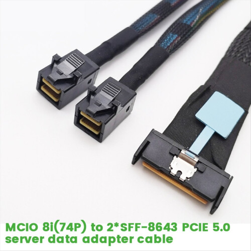 0.8m Server Adapter Cable Slimesas MCIO 8I to 2xSFF-8643 MINISAS Server Data Multifunction Convenient Adapter Cable 2