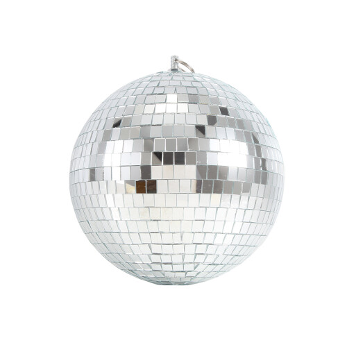 Efeito de iluminação de palco colorido, bola de espelho discoteca prateada de 20 cm (8 polegadas) com glitter para decoração de festas de Natal.