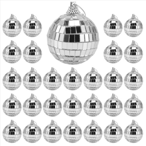 Conjunto de 30 bolas de espelho discoteca de 5 cm (2 polegadas) com espelho refletivo para pendurar na árvore de Natal, festa e decoração de casa. 1