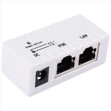 PoE-Splitter PoE-Injektor RJ45 DC 5,5 mm x 2,1 mm Eingang Passiver PoE-Injektor Splitter Adapteranschluss für IP-Netzwerkkamera (Weiß)