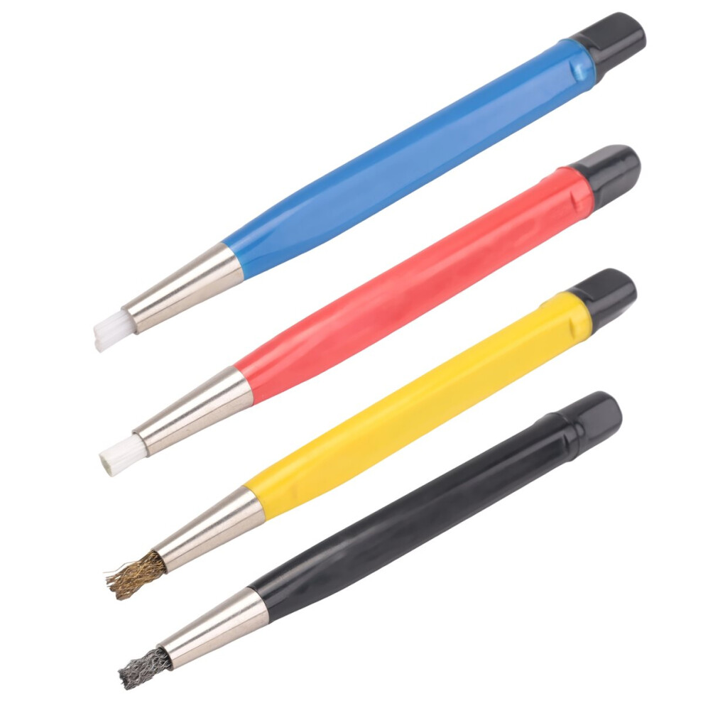 4Pcs/Set Rust Removal Brush Pen Glass Fiber / Brass /Steel /Nylon Brush Pen Shape Watch Parts Polishing Cleaning Tool 4853301963811