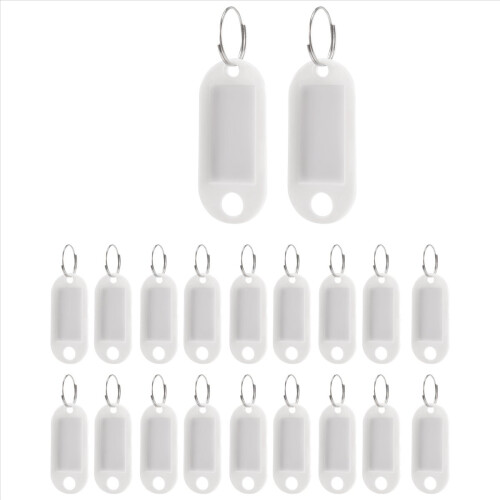 Witte draagbare plastic sleutelhanger-ID-labels, 20 stuks
