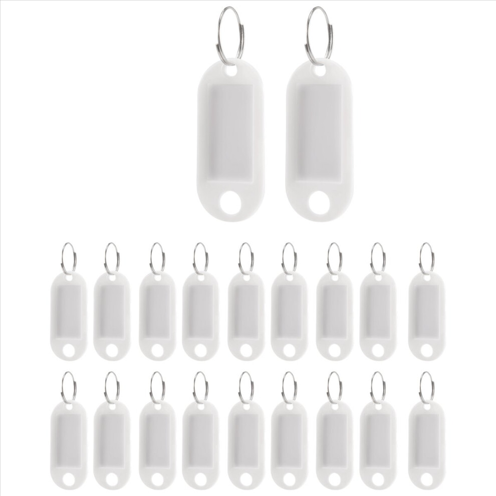 White Portable Plastic Key Fob Key Tag Id Labels 20 Pieces 4853301963446