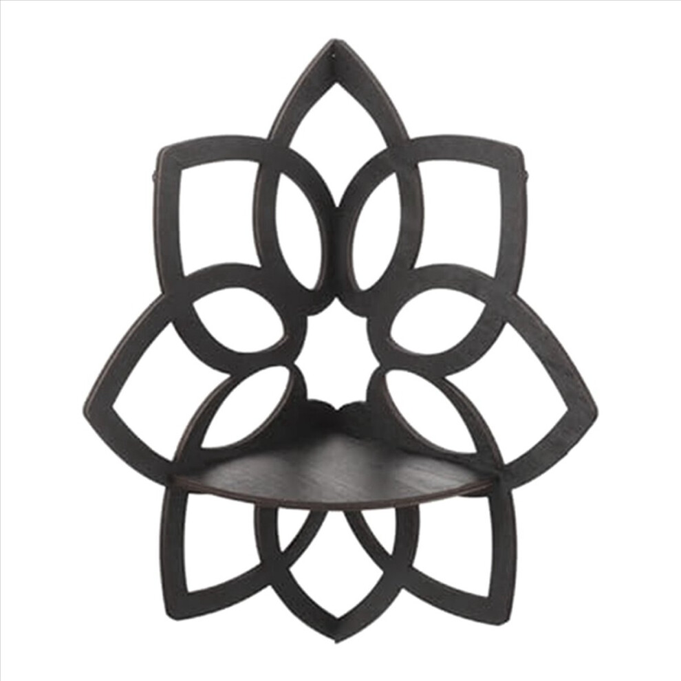 Lotus Corner Shelves, Wooden Flowers Wall Corner Shelves Floating Shelves Crystal Display Shelf Boho Wall Corner Shelves 4854193940096