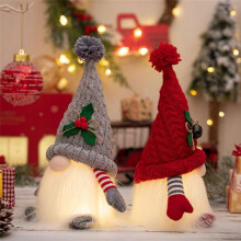 Christmas Ornament Knit Hat Illuminated Rudolph Doll Faceless Gnome Doll Supplies Grey