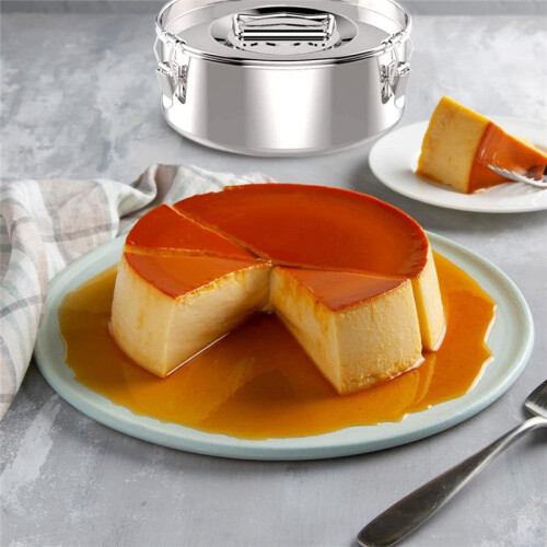 Molde para flan de acero inoxidable con tapa para olla de 6 cuartos 1