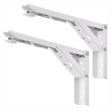 8 Inch Heavy Duty Stainless Steel Folding Shelf Brackets, Wall Mounted Bracket for DIY Space - 2pc White