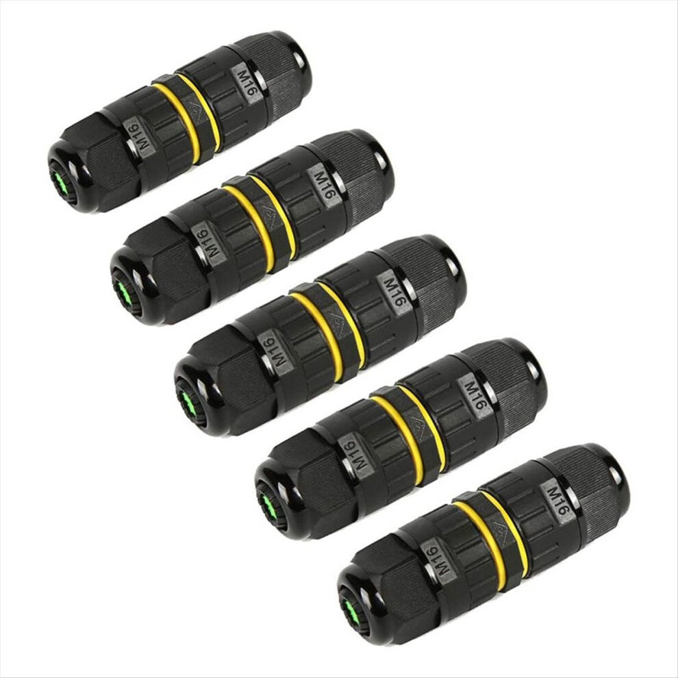 5Pcs Waterproof Ip68 Junction Box Outdoor 2/3 Way Electrical Cable Connector, M16 Wire Range (3.5-10Mm) 3 Way 4853301984366