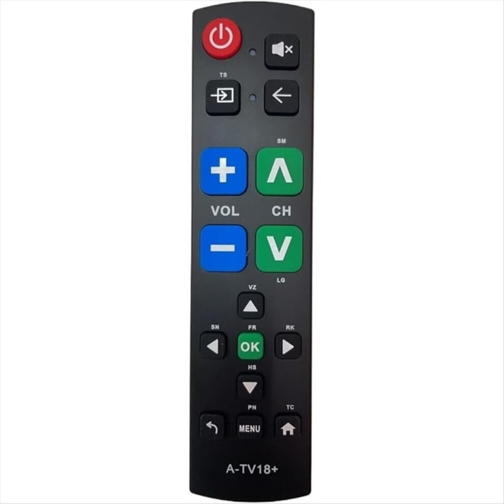 A-Tv18+ Universal Big Button Tv Remote For Seniors,Easy To Use And Set Up With Learning Functions For Major Tv 4853301988050