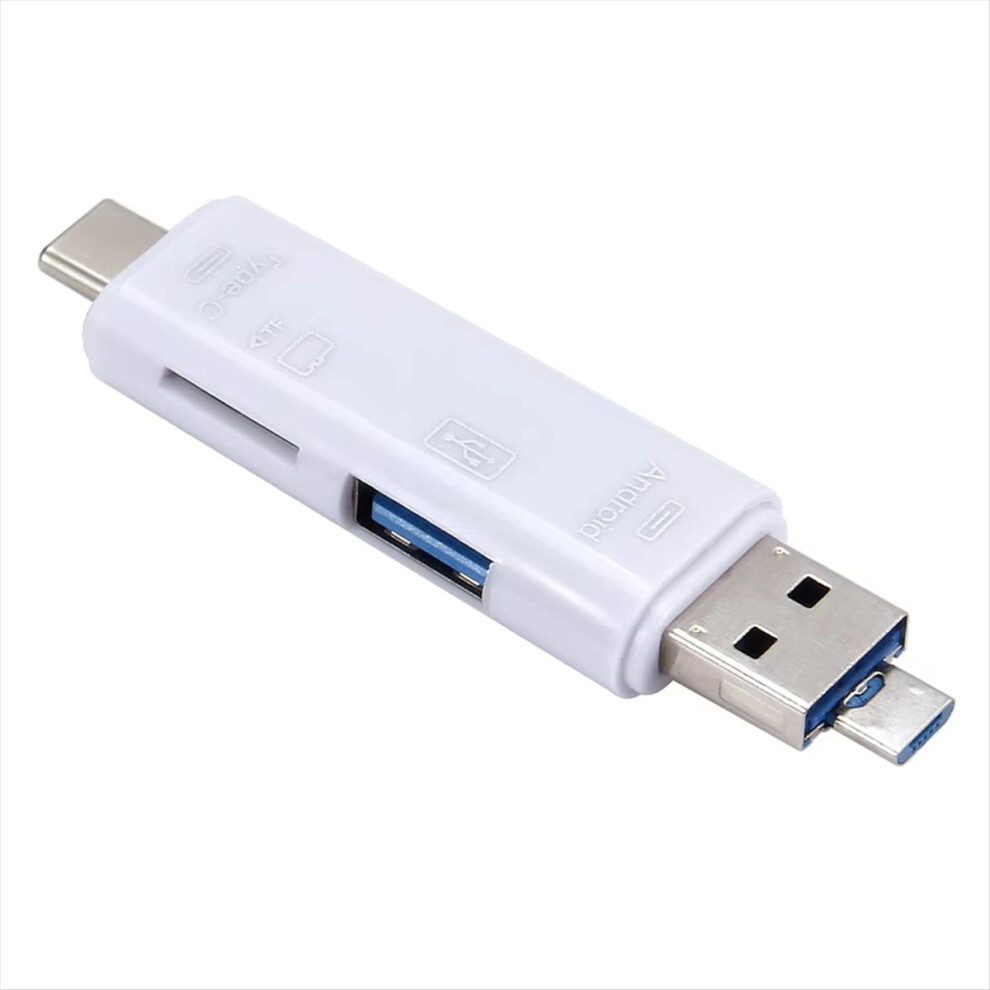 Multifunction Usb 3.0 Type C Usb Micro-Usb Sd Tf Memory Card Reader For Android Computer Dock Otg Type C Adapter White 4853301997779
