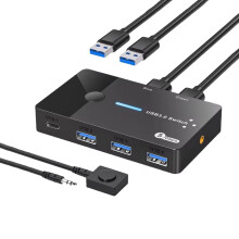 USB3.0-switch 2 in 4 uit KVM-switch Laptophostdeling USB3.0 naar Type-C-apparaat Gedeelde muis Toetsenbord en printer