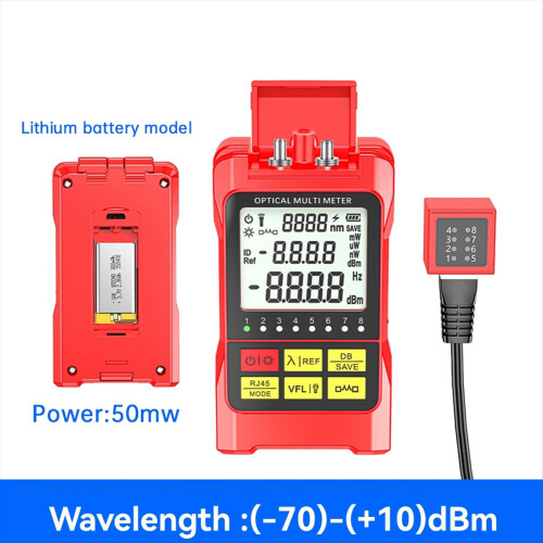 Οπτικός μετρητής ισχύος οπτικών ινών 50MW RJ45 Tester -70-+10dbm Mini Optical Power Meter Network Effect Tester 1