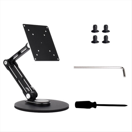 Suporte de mesa portátil para monitor com múltiplas rotações e ajuste, compatível com monitores de até 19 polegadas.