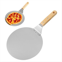 Pizzaschep 25 cm, ronde aluminium spatel, lichtgewicht taartschep voor zelfgebakken brood, gezinsformaat voor 2-3 personen