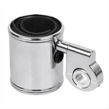 Suporte universal cromado para copo/bebida no guidão de motocicleta, compatível com guidões de 7/8", 1" e 1,25".