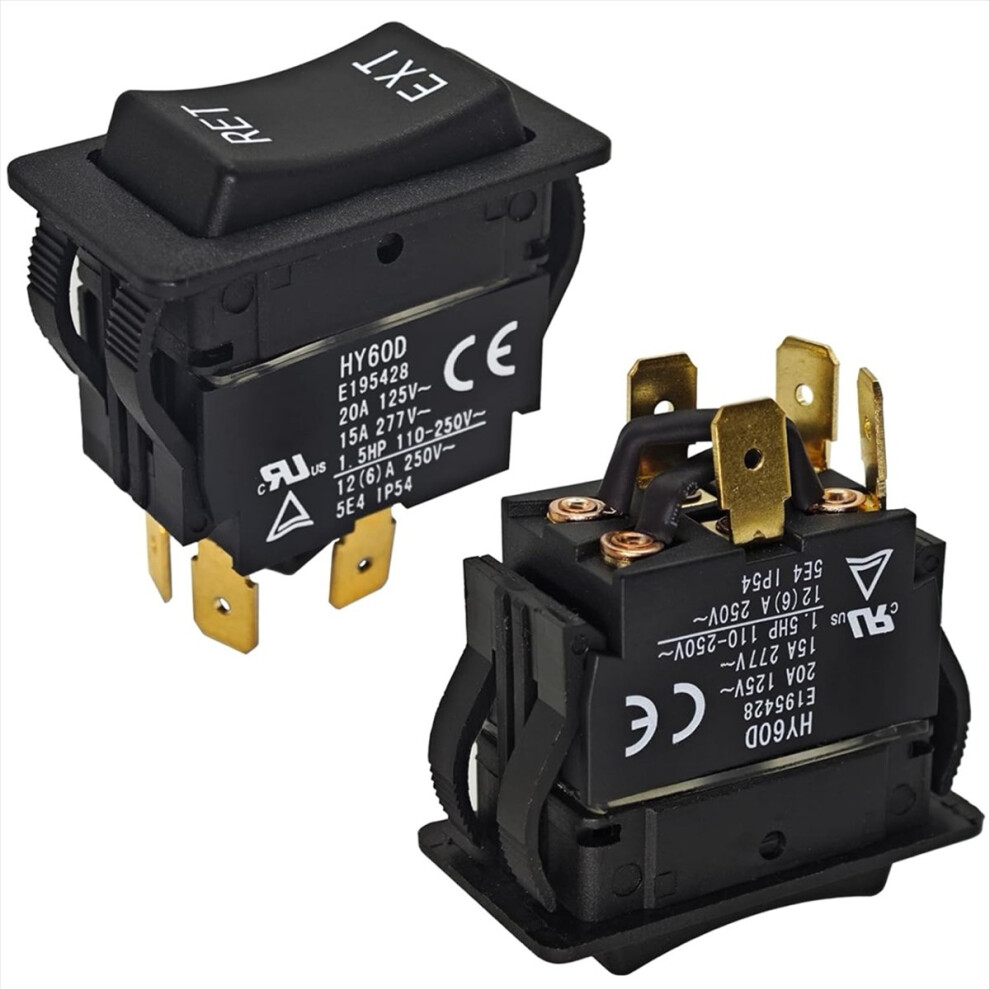 2Pcs Hy60d Rocker Switch For Automatic Reset Ret-Ext Control Bi-Direction Reversing Of Motor Mechanical Equipment Switch 4853301905965